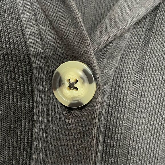 Free People Beach Black Cotton Ribbed Stretch Button Up Dress -XS - Picture 4 of 6